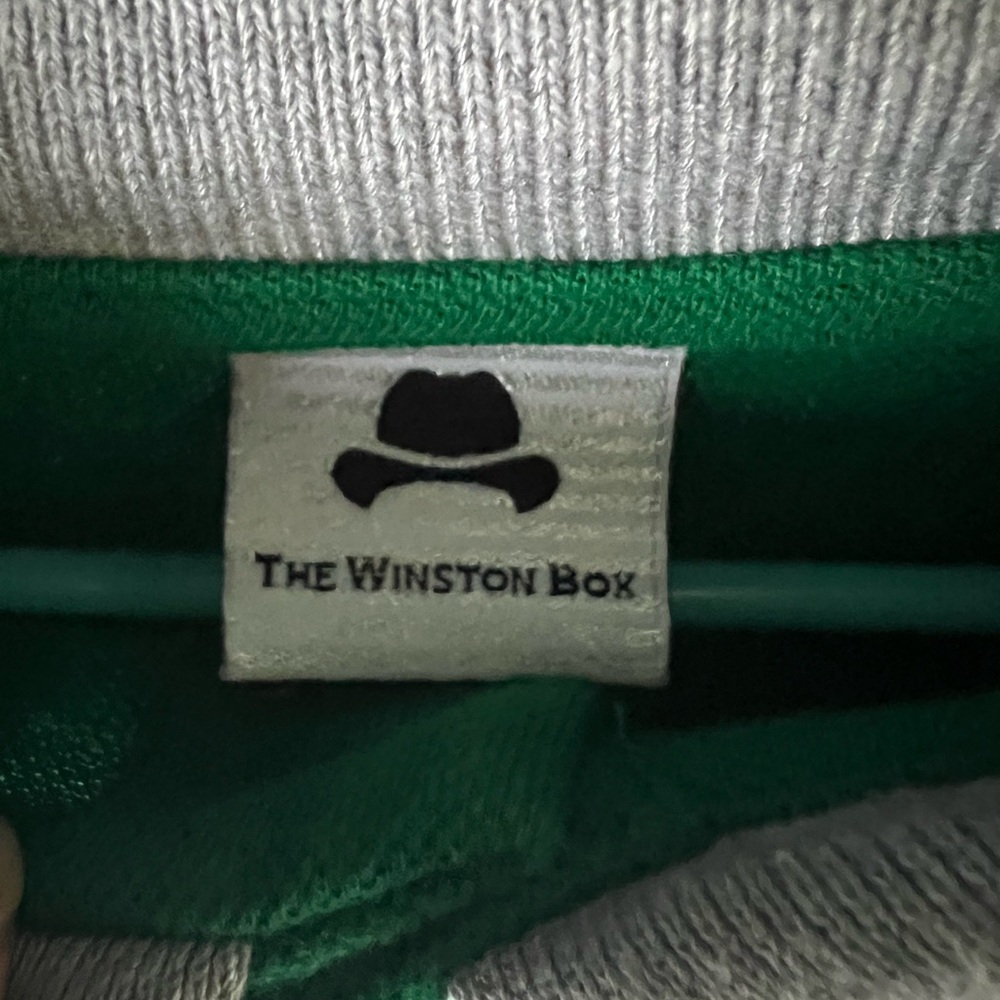 The Winston Box. Long sleeve polo. Green/Gray 3XL